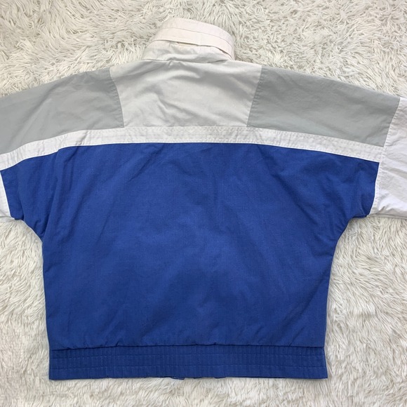 Vintage JC Penney Fox Collection Jacket Medium Blue Full Zip Hooded Colorblock - Picture 12 of 16